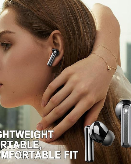 Wireless Earbuds, 2025 Bluetooth 5.4 Headphones Bass Stereo, Ear Buds with 4 Mics ENC Noise Cancelling, Bluetooth Earbuds 48H Playtime LED Display Charging Case, IP7 Waterproof in Ear Earphones, Black