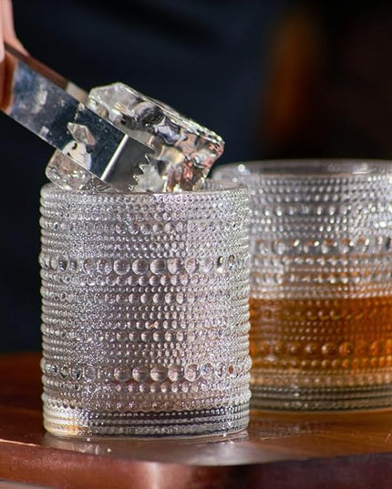 LEMONSODA Vintage Clear Hobnail Drinking Glasses (Lowball 10oz, Set of 32) [2223]