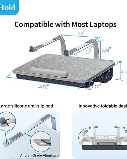 V-Hold Laptop Lap Desk, Portable Laptop Desk for Bed, FIts up to 17" Laptops & MacBook, Lightweight Lap Tray Table with Pillow Cushion for Bed & Couch