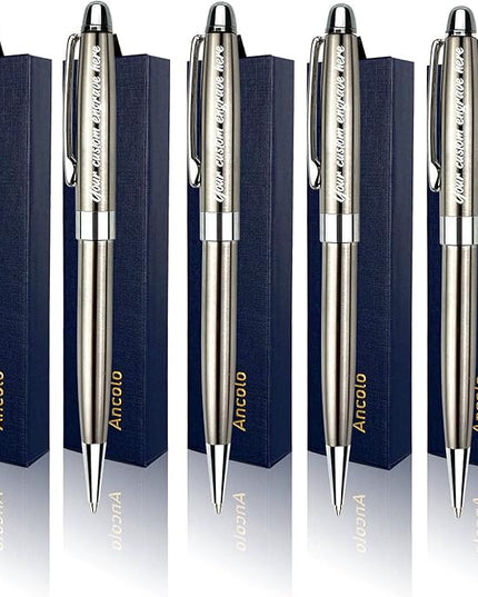 Ancolo Personalized Executive Business Pens - Medium Point Black Ink with 10 Extra Refills Custom with Your Name or Message, Gift for Students/Teacher/Manager/Lawyer/Professor 5PCS/Pack