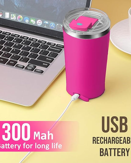 hatisan Self Stirring Coffee Mug With Lid Electric High Speed Self Stirring Mug 400ml Rechargeable Detachable Stainless Steel Self Stirring Cup for Coffee, Milk, Cocoa Christmas Gift(Rose red)