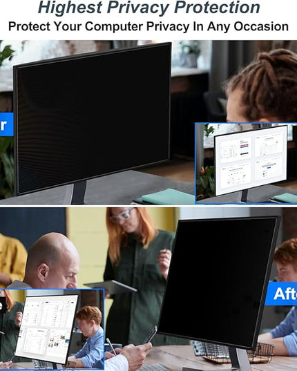 JEAPKA [2-Pack] 23.6 Inch Privacy Screen for Monitor Computer Screen Privacy Filter for 16:9 Widescreen Monitor Desktop PC Monitor Privacy Film Monitor Privacy Shield and Anti-Glare Protector