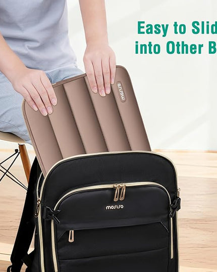 MOSISO 17-17.3 inch Laptop Case, 17.3 inch Puffy Laptop Sleeve Compatible with Dell XPS/HP Pavilion/Ideapad/Acer/Alienware/HP Omen Notebook Computer, Polyester Horizontal Bag with Small Case, Brown