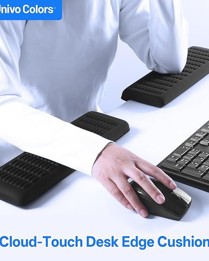 UnivoColors PostureUp L-Shaped Desk Wrist Rest Elbow, Non-Slip, Separate Design, Memory Foam Desk Edge Support, Ergonomic Design for Long-Hour Work (11.8 * 3.9 inch 2-Piece Set of Grey)