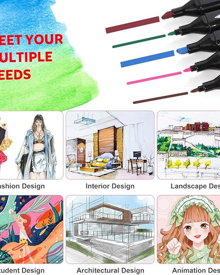 Alcohol Markers 168 Colors with Base Dual Tip Art Drawing Markers for Anime Sketch Illustrations - Refillable