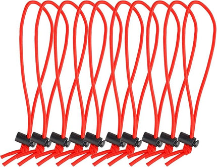 POWRIG 6" Elastic Cable Ties Bungee Cords Adjustable Cable Management Reusable -Red (10-pack)