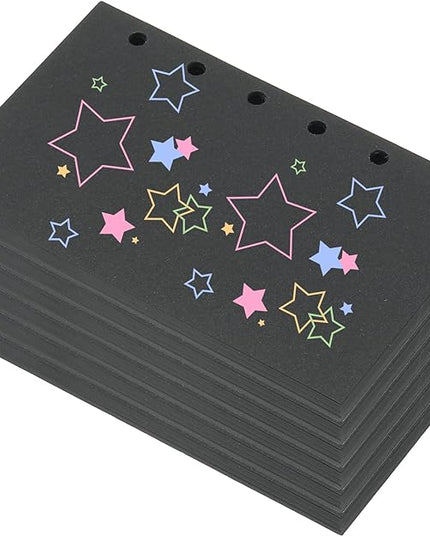 PATIKIL Colored Loose Leaf Paper, 5" x 3.2"(A7) 300 Sheets 6 Holes Punched 150GSM Blank Binder Refill Paper Supplies for Office Note Taking Teacher Planner Journal Notebook, Black