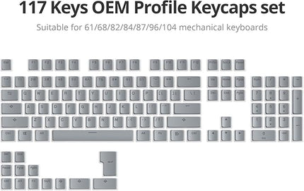 Guffercty kred 117-Key Grey Pudding Keycaps, OEM Profile PBT Anti-Wear Translucent Backlight fits Mechanical Keyboard(Grey Pudding)