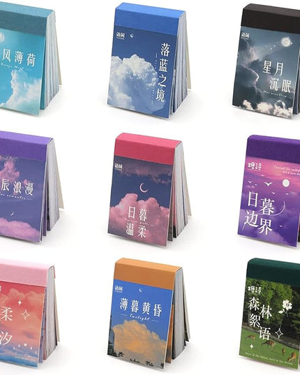 450 Pieces Washi Sticker Set, 9 Set Scrapbooking Diary Planner Album Diary Notebook, Scrapbooking Sticker Journaling Supplies for DIY Arts and Crafts Card Making Laptop Decoration