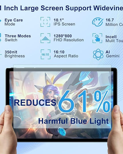 SUAAT Android 15 Tablet 30GB RAM 128GB ROM 1TB Expand, 10.1 Inch Tablets with Keyboard Mouse, Octa-Core, 8000mAh, HD IPS Display, 5G WiFi BT 5.0 GPS, Widevine L1, Gemini AI, Dual Camera - Blue