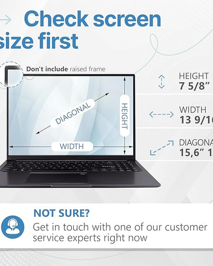 VINTEZ 15.6 Inch 16:9 Privacy Screen for Computer Monitor and Laptop - Anti Glare Protector Film Blue Light Filter Eye Protection - Computer Screen Privacy Shield, [1 Pack]