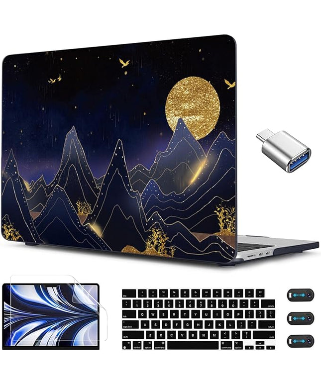 CISSOOK Compatible with MacBook Air 13.6 inch Case 2022 2024 2025 Release Model A2681 A3113 A3240, Plastic Hard Shell Case with Keyboard Cover for MacBook Air 13.6 M2 M3 M4, Gold Moon