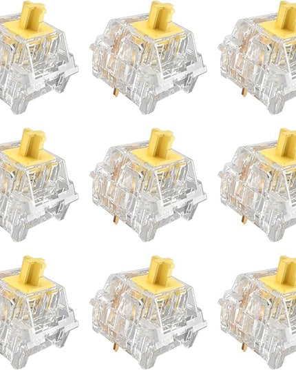 Zhouwang Crystal Yellow Switches, 3-Pin Pre-Lubricated Linear Switches, Dustproof and Waterproof for Mechanical Keyboards. (90Pcs)