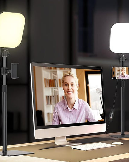 Video Conference Lighting, 180 LED Video Light with 3 Color & 5 Brightness & Timmer for Video Recording, Webcam Light Phone Holder for Laptop Computer Online Meeting, Video Calls, Live Streaming