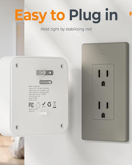 Multi Plug Outlet Extender, TESSAN Surge Protector Splitter with 3 USB (1 USB C Port) Wall Charger, Multiple Expander for Travel, Home, College Dorm Room