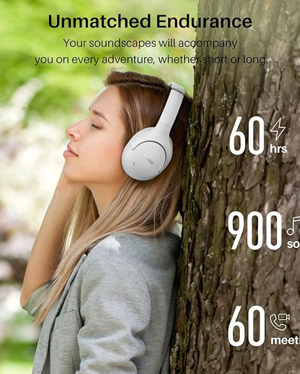 TOZO HT2 Hybrid Active Noise Cancelling Headphones, Wireless Over Ear Bluetooth Headset, 60H Playtime, Hi-Res Audio Custom EQ via App Deep Bass Comfort Fit Ear Cups, for Home Office Travel