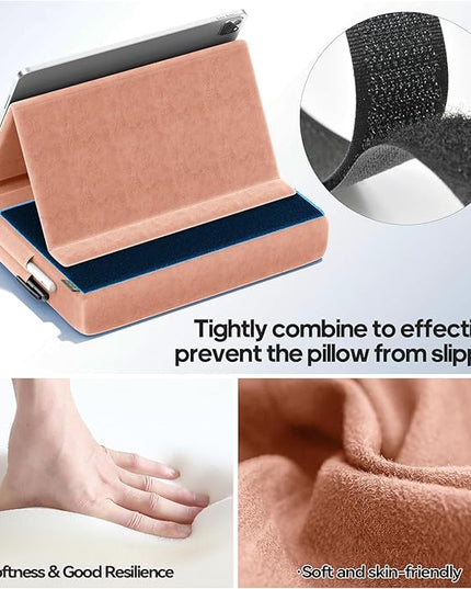 KDD Tablet Pillow Stand, Multi-Angle Viewing Ipad Holder for Lap, Bed and Desk, Foldable Soft Pad Dock with Stylus Mount Compatible with Ipad Pro 12.9, 10.5, 11, Air, Mini, Phones, Books, E-Reader