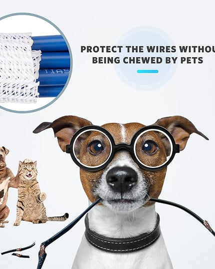 AGPTEK Cable Sleeve Cover, 25ft - 4/5 inch Desk Cord Organizer Cable Hider, Home Office Wire Management Computer TV Wire Loom Tubing, Pet Proof Cord Protector, from Cat Dog Chewing, White
