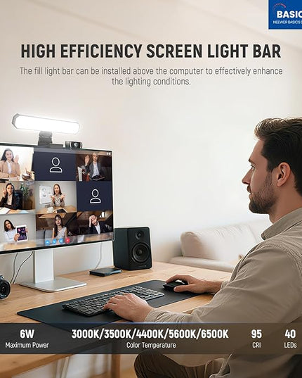 NEEWER Basics 6W Monitor Light Bar with Stand/Remote/Touch Control, Bi Color Dimmable LED Lamp for Home Office Desk Video Conference Lighting Computer Laptop Webcam Zoom Gaming Streaming Reading, L10