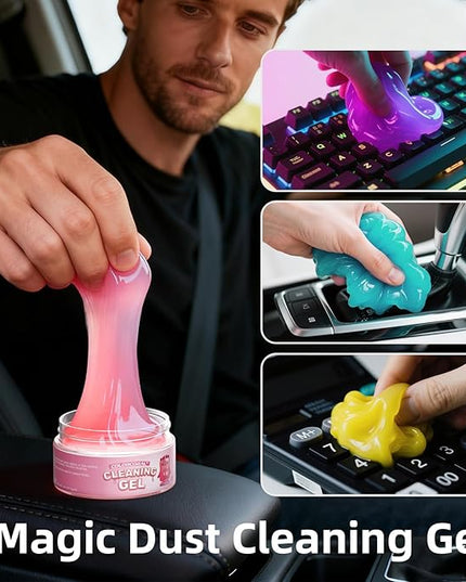 Car Cleaning Gel Reusable 4Pack - Dust Cleaning Putty Keyboard Slime for Car Interior Air Vent Cleaner, Auto Detailing Tools Accessories, Dust Remover Gifts for Men Women,Cleanings Gadgets,400g