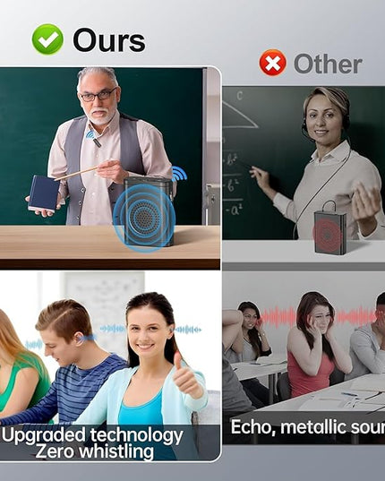 Moman Voice Amplifier for Teachers with Wireless Lavalier Microphone, Zero Whistling, Low Latency, Portable Meagaphone Speaker Mic for Classroom Meeting