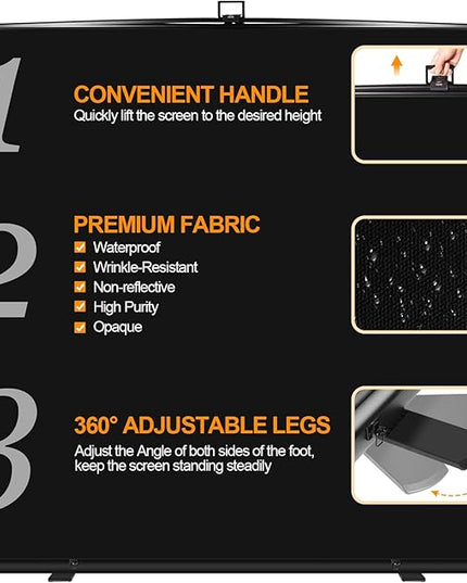FUDESY 78.7 x 93in Large Collapsible Black Backdrop Screen, Portable Retractable Pull Up Panel Wrinkle-Resistant Photo Background for Streaming, Video Conference, Photographic Studio