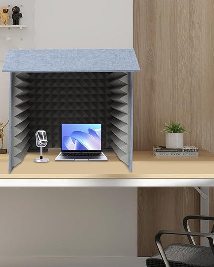 Bacocoo Portable Recording Studio,Foldable Desktop Soundproof Cover with Noise Reduction,Quick Assembly Lightweight Design for Home Broadcast,Voice Isolation,Streaming,Video Conference. (Gray)