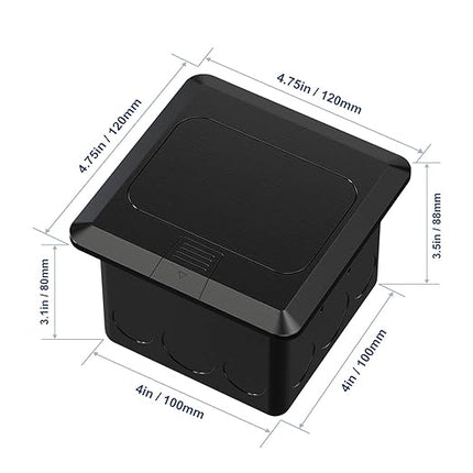 KYHSHJ USB Pop Up Floor Socket Kit with 2 * 20A Receptacle，4.8A 1 USB-A Ports &1 USB-C Port，Corrosive Resistant Hardware,Black