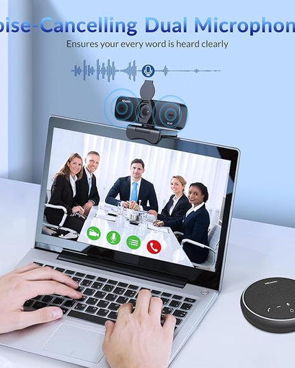 4K Webcam for PC, Ultra 4K HD, 2 Noise Reduction Mics, Auto Focus & Privacy Cover, Plug & Play, 77°FOV, USB Camera for PC, Mac, Laptop, Video Calls