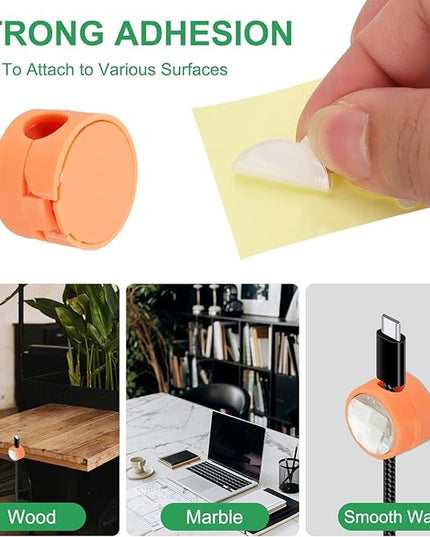 PATIKIL Cable Organizer Holder, 12 Pcs Magnetic Spring Desk Cable Management Clips Adhesive Cord Holder Keeper for Office Desktop Wall Car, Orange