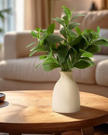 Amore Florals 16" Artificial Eucalyptus Stems Potted Plant Indoor Fake Plants - Realistic Greenery with Vase, Small Artificial Office Desk Plants in Pots for Home Decor Weddings Centerpieces