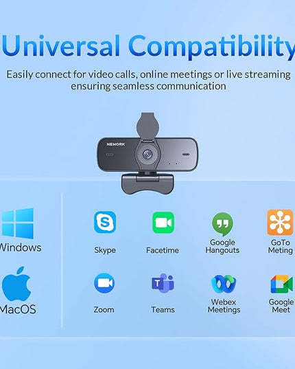4K Webcam for PC, Ultra 4K HD, 2 Noise Reduction Mics, Auto Focus & Privacy Cover, Plug & Play, 77°FOV, USB Camera for PC, Mac, Laptop, Video Calls