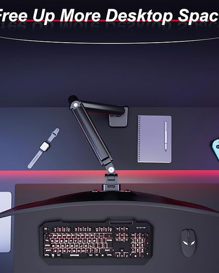 Monitor Arm for 17-35" Screens up to 24.2 lbs, Ergonomic Gas Spring Monitor Stand with Height Adjust, Tilt, Swivel & Cable Management, VESA Desk Mount with 2 Types of Installation, Black