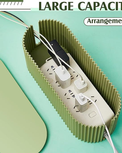 Marsui 2 Pcs Green Cable Management Organizer Box for Hiding Wires, Home Office Desk Floor Cord Organizer, 11.8 x 5.1 x 4.3 Inch Cord Strip Protect Holder Wire Storage