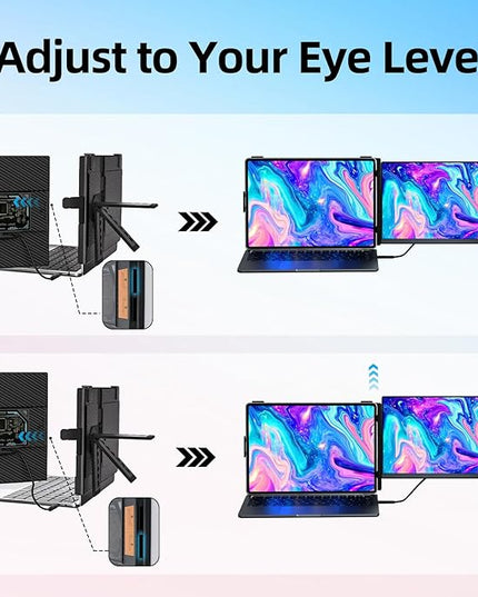 BKVOO Laptop Screen Extender Dual Monitor - 15.6" Portable Monitor Detachable IPS 1080P FHD 85% NTSC Travel Screen USB-C HDMI Port Compatible with Wins Mac Chrome Dex Fits 13-17" Laptops