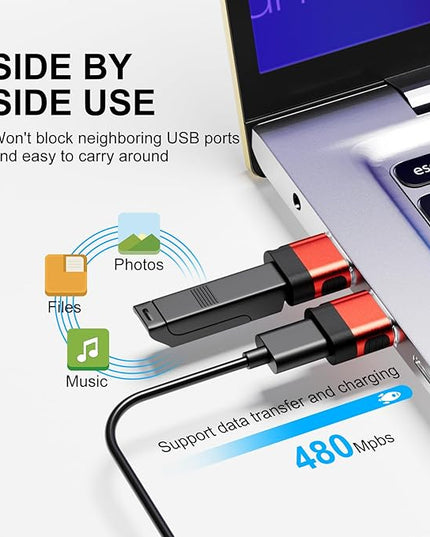 USB to USB C Adapter 6 Pack,USB Type C Adapter,USB A to C Adaptor,USBC Female USBA Male Converter for iPhone 16 15 14 13,MacBook,iPad,Car Play,Charger,Red