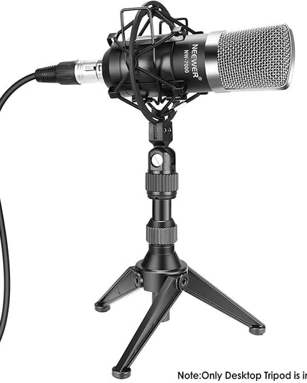 Neewer Foldable Iron Mini Desktop Microphone Tripod Stand, Adjustable Height 4.9-7.5 inches/12.5-19 centimeters for Lectures, Podcasts, Online Chat, Meeting, Screencasts and More (NW-050)