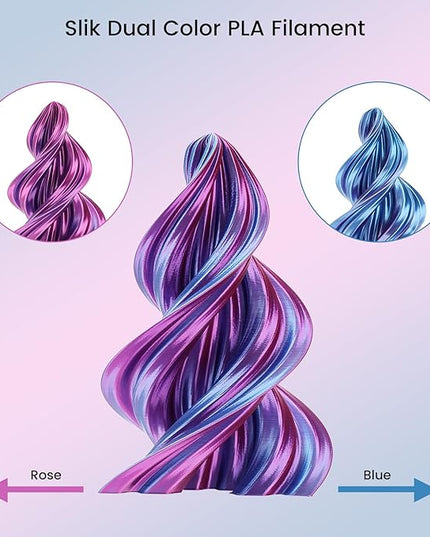 Sovol Dual Color PLA Filament 1.75mm, Silk PLA 3D Printing Material, Dual Color Filament Rose Blue 2 in 1 Coextrusion PLA Filament +/-0.02mm, 1kg/2.2lbs