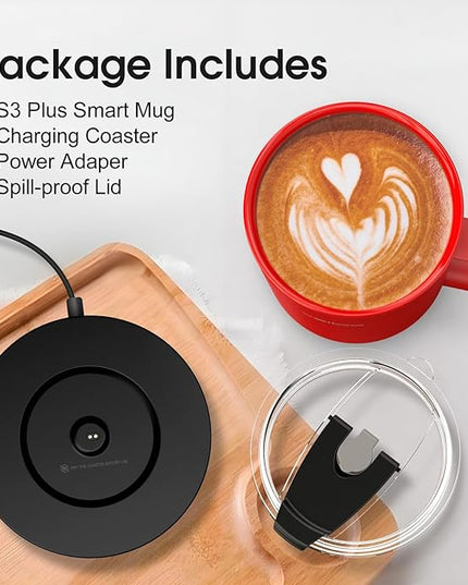 Vsitoo S3 Plus 14oz Heated Coffee Mug - Temperature Control Smart Mug with Mug Warmer, Auto-Sensing AI Heats Drinks to 120-150°F Hands-Free.Ideal for Home/Office/Gifts，Red