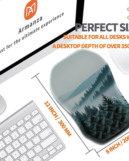 Ergonomic Slope Mouse Pad Wrist Support, Wrist Rest Mousepad for Carpal Tunnel Pain Relief with Massage Bulge and Slow Rebound Memory Foam (12x8 inch, Foggy Forest)