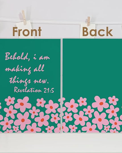 Inspirational Green Floral Christian Spiral Journal Notebook 5.5x8.3in, Prayer Bible Journal for Woman, Revelation 21:5 Bible Notebooks for Note Taking, Religious Hardcover Notebook