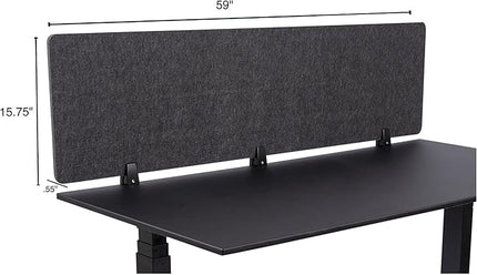 Stand Up Desk Store ReFocus Raw Clamp-On Acoustic Desk Divider Mounted Privacy Panel to Reduce Noise and Visual Distractions (Anthracite Gray, 59" x 16")