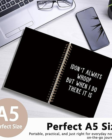 LIANGW Sarcastic Notebook for Work, Funny Office Gifts for Coworkers, Funny Notebooks Journalfor Work, Office Humor Gifts, Black Hardcover Spiral Notebook 5.5x8.3 Inch