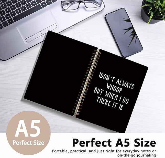 LIANGW Sarcastic Notebook for Work, Funny Office Gifts for Coworkers, Funny Notebooks Journalfor Work, Office Humor Gifts, Black Hardcover Spiral Notebook 5.5x8.3 Inch