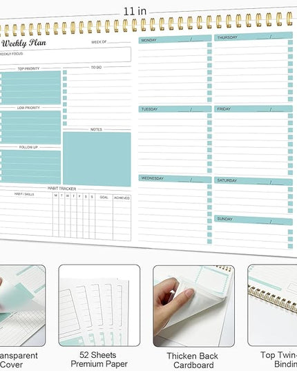 Weekly Planner Notepad Undated Weekly Goals Schedule Planner To Do List Notebook Planning Pad Calendars Organizers Habit Tracker Journal for Man & Women,52 Weeks (8.5x11")