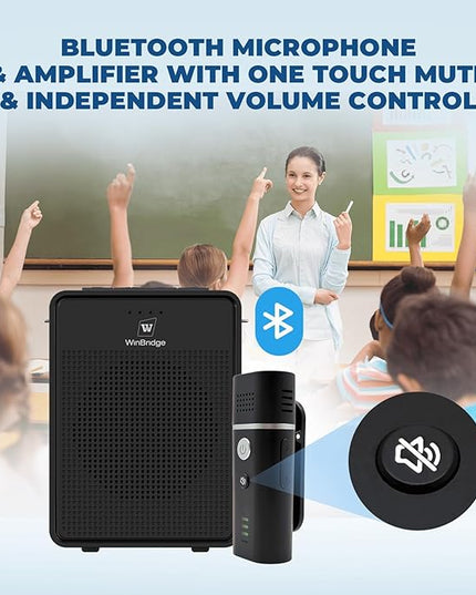Wireless Voice Amplifier with Bluetooth Lavalier Microphone, Professional Noise Reduction Portable Microphone with Speaker, Mini Megaphone with Clip on/Lapel Mic for Teachers Classroom Tour Guide B006