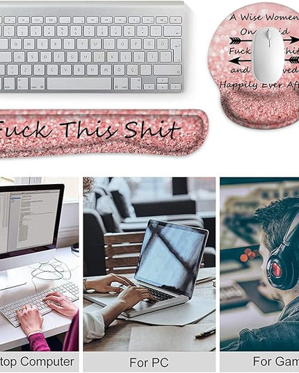 Ergonomic Memory Foam Keyboard and Mouse Support, Non-Slip & Pain Relief Wrist Rest, Comfortable Game and Office Use