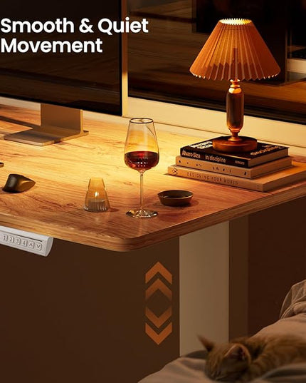 ErGear L Shaped Standing Desk, 63"x55" Electric Adjustable Height Sit Stand up Desk, Ergonomic Large Computer Table, Left & Right Interchangeable Installation, Suitable for Home Office, Light Vintage