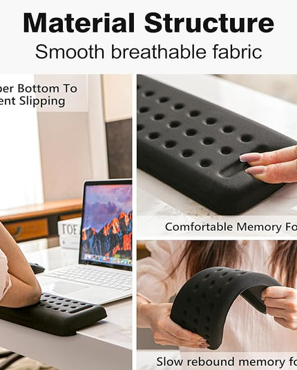 L-Shaped Keyboard Wrist Rest, Ergonomic Elbow Pad for Desk,Memory Foam Elbow Support Padding with Non-Slip,Easy Typing, Pain Relief, for Computer, Laptop, Gaming(Classic Black)
