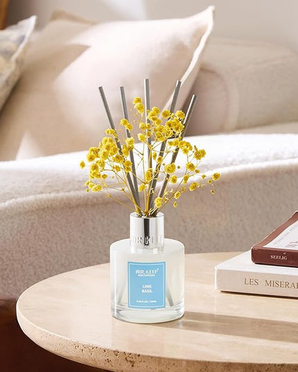 Airkeep Reed Diffuser Set,3.38 fl oz (100 ml) - Lime Basil Oil Diffusers with 8 Reed Sticks, Home Fragrance Reed Diffuser for Bathroom Shelf Decor